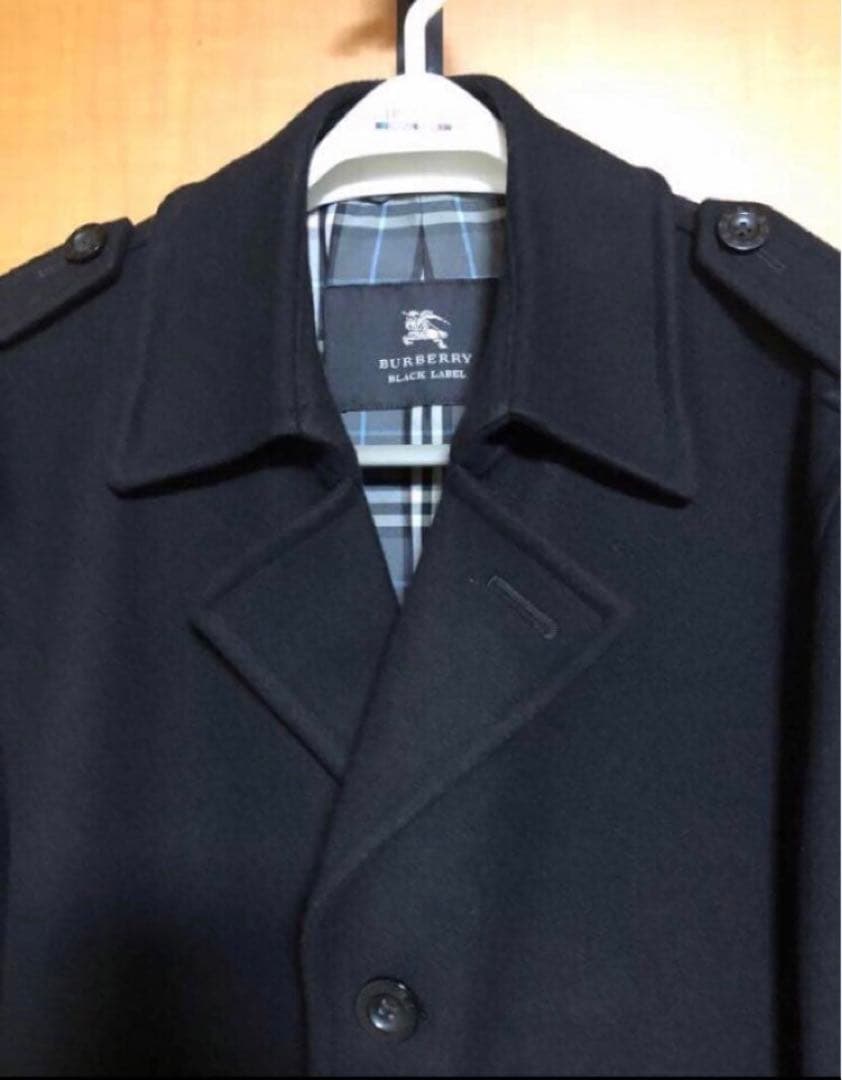Burberry Black Label カシミヤ混チェスターコート 黒 L