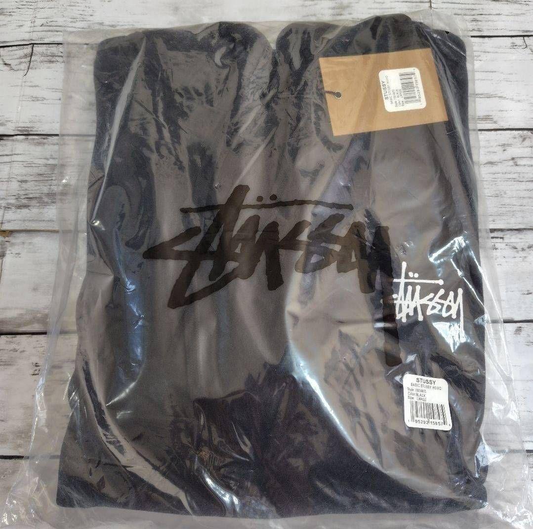 STUSSY ベーシック プルオーバー フード パーカー ブラック L//