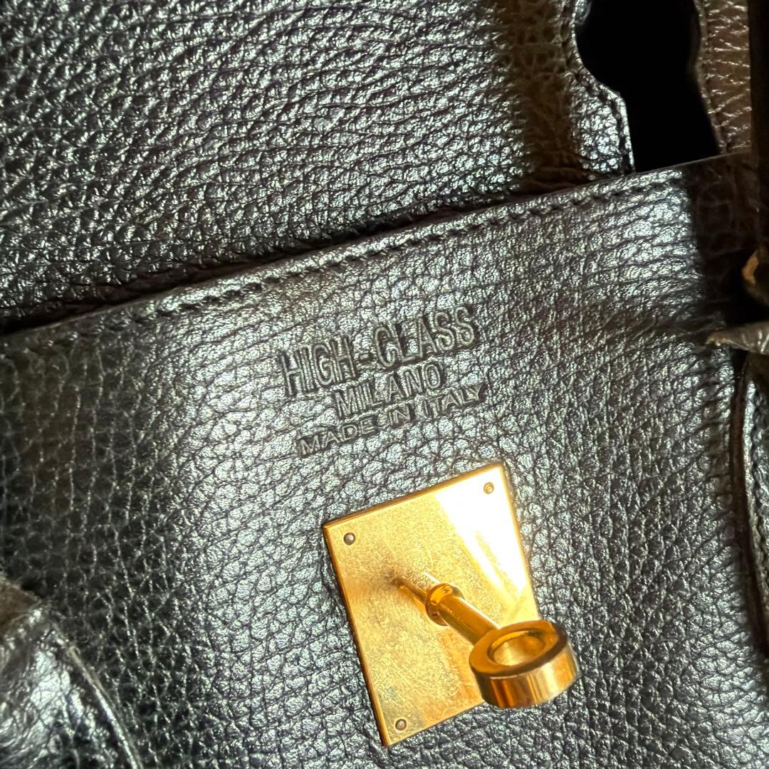 美品HIGH CLASSブラックレザートートバッグ