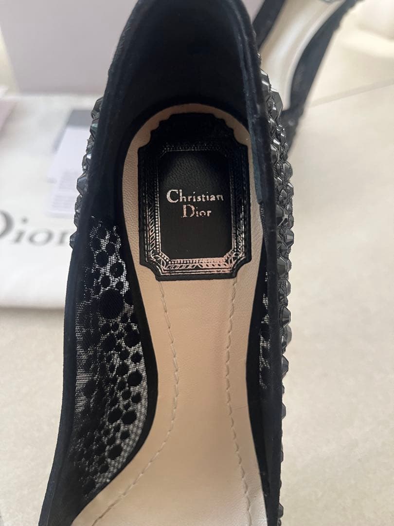 【極美品】Dior ビーズ刺繍 メッシュパンプス 35.5 黒