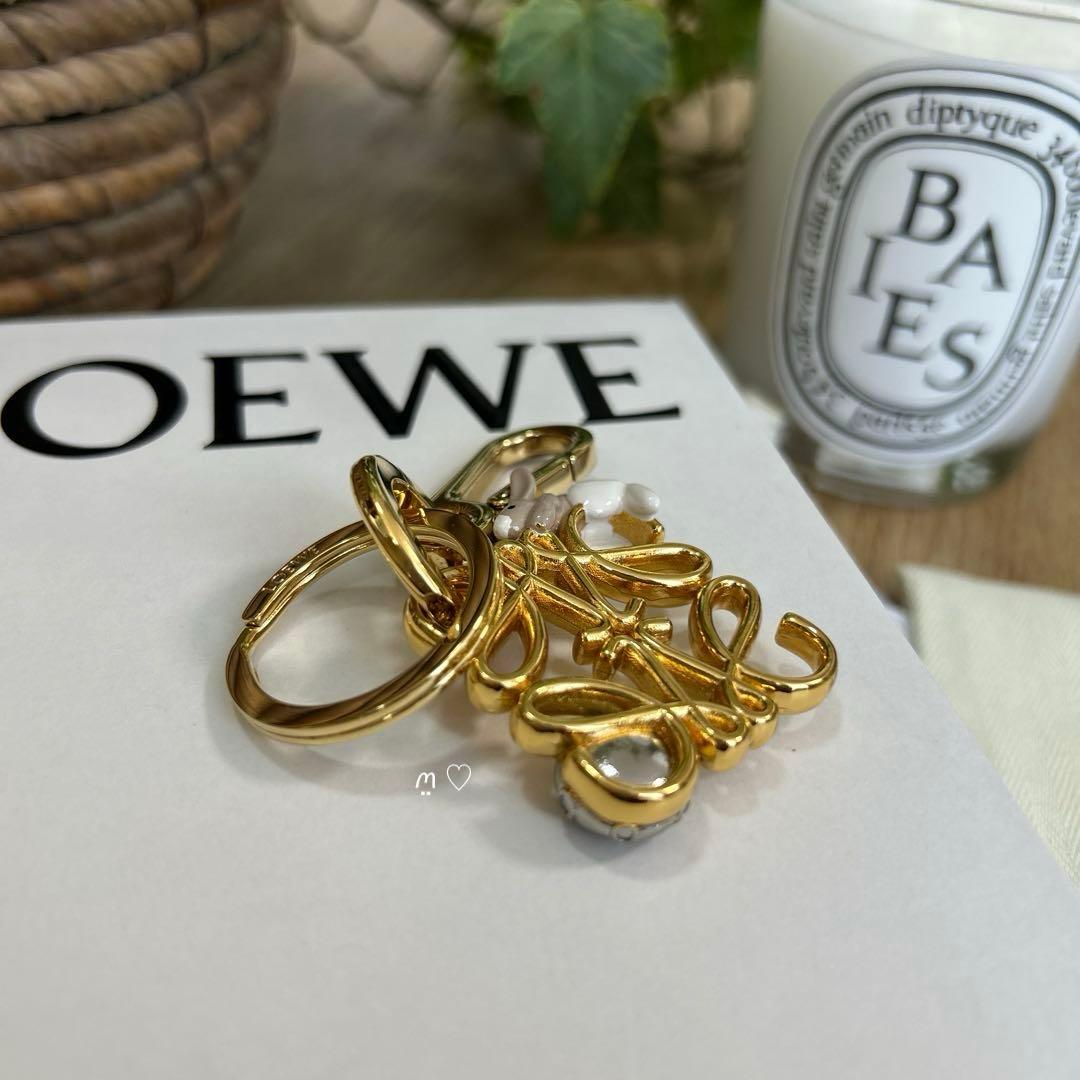LOEWEロエベ　スナフジタ　うさぎアナグラムチャーム　キーリングホルダー　限定