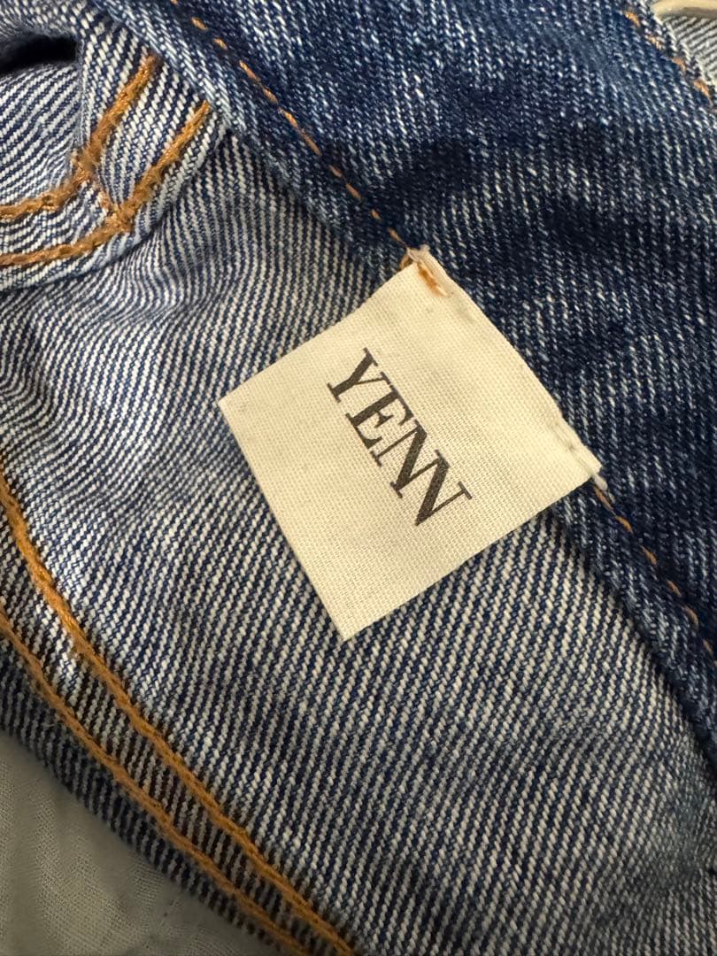 YENN ハイライズタックワイドデニムパンツ ライトブルー 40