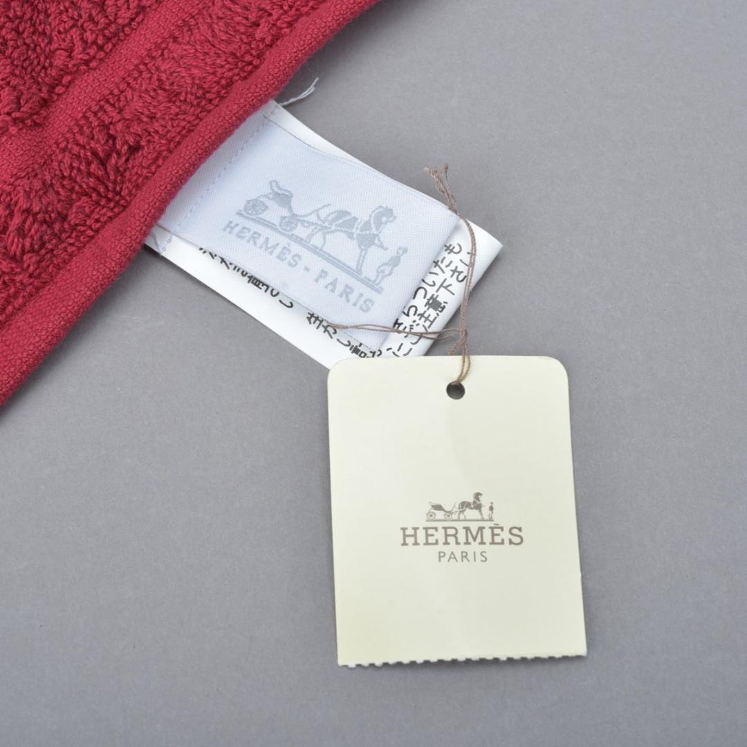 新品 エルメス HERMES ミニタオル Hロゴ レッド コットン100% 箱付