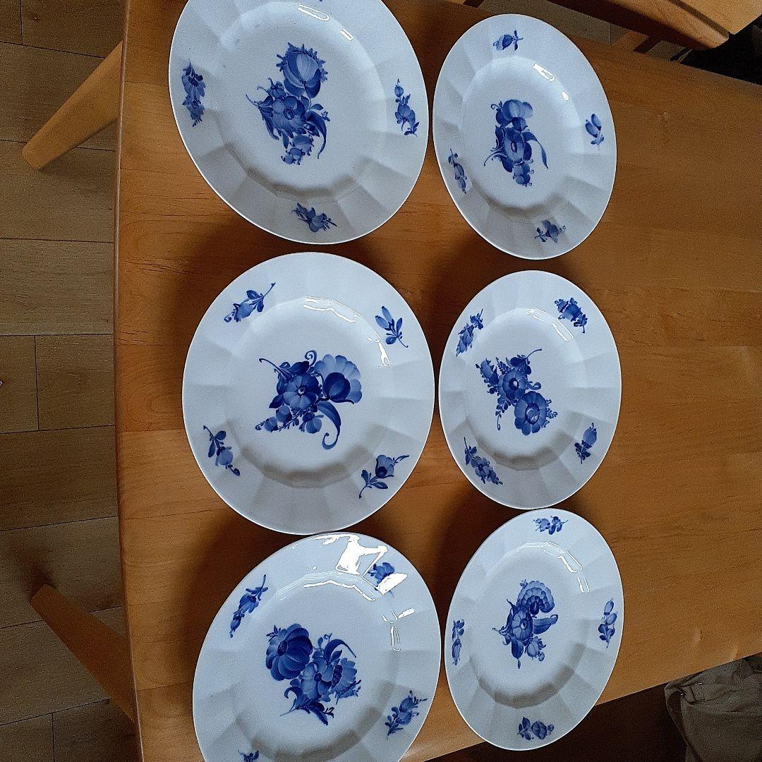 未使用　ロイヤルコペンハーゲン　ブルーフラワー　25cm プレート　6枚セット