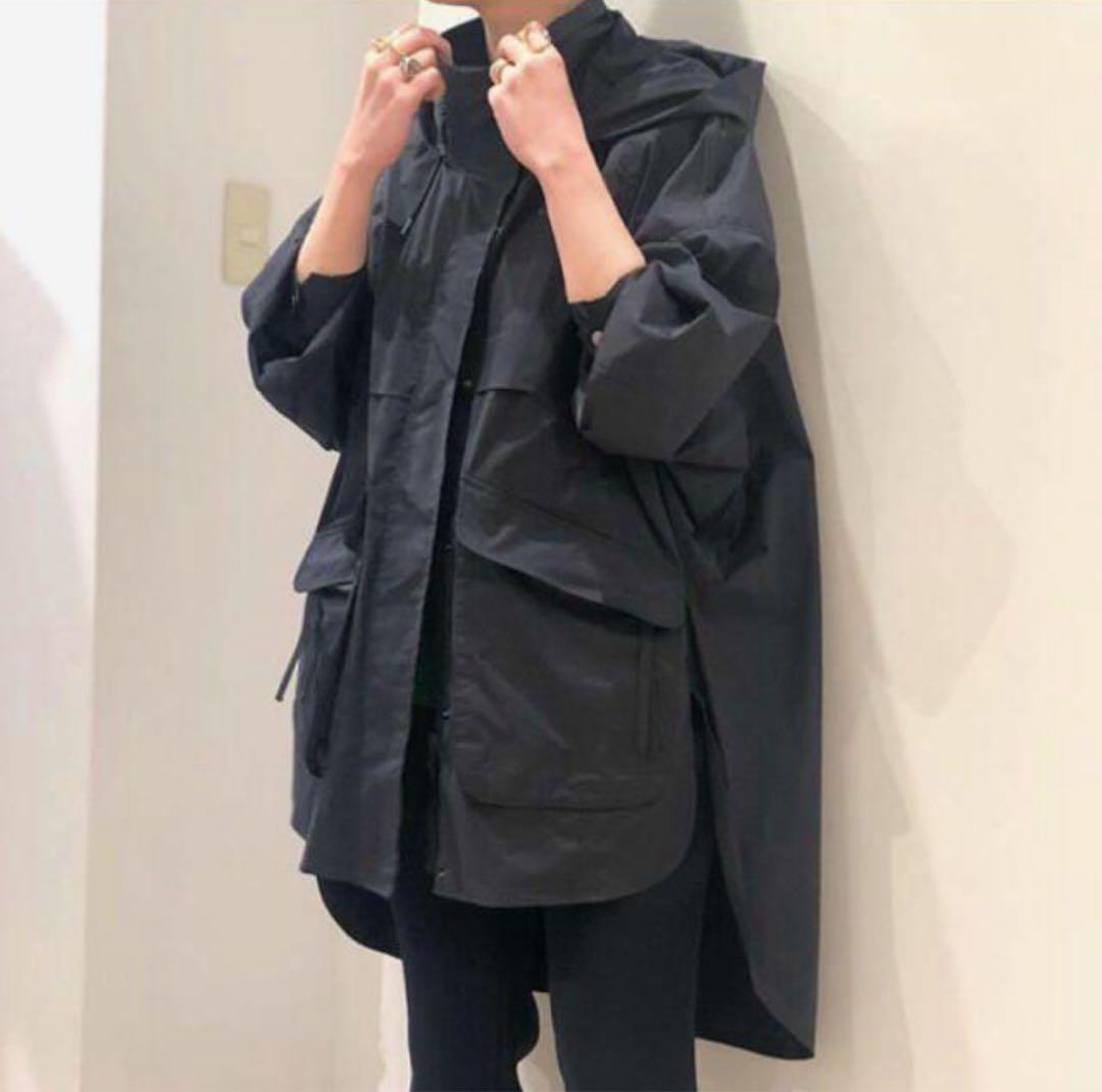 ENFÖLD フード付きオーバーサイズ　スプリングコート　36 ネイビー
