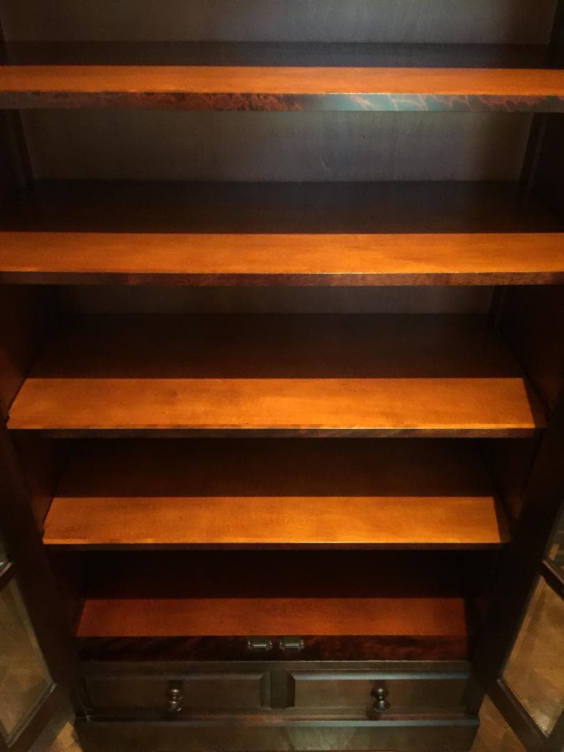 北海道民芸家具 飾り棚 本棚 ガラスキャビネット ディスプレイ棚