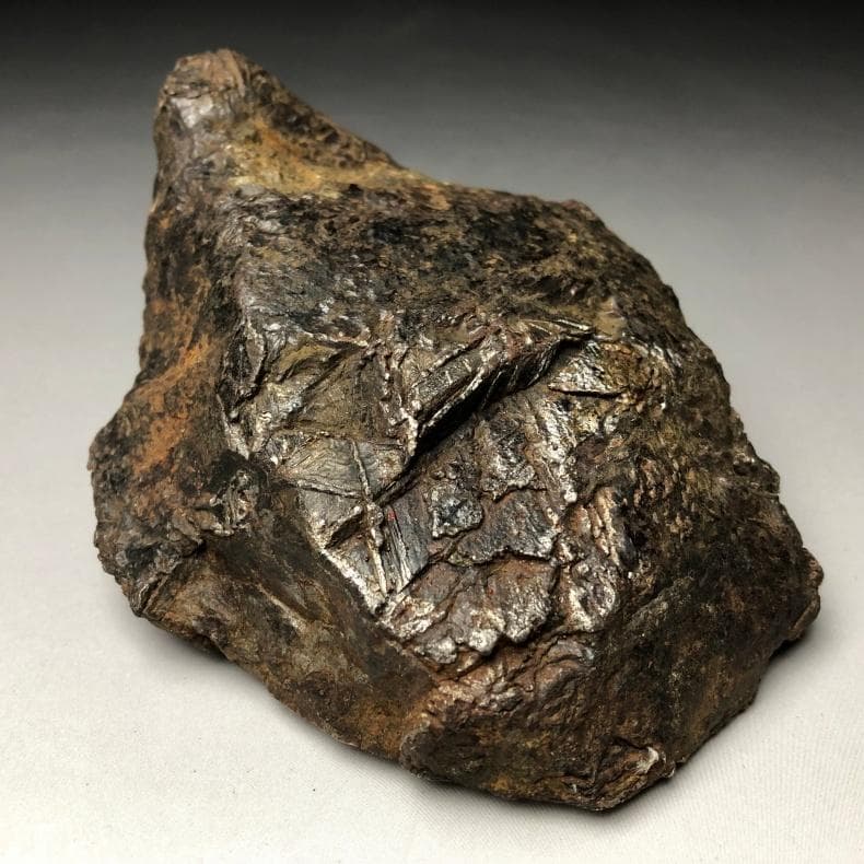 隕石 鉄隕石　アルタイ隕石　原皮付き　ナチュラル　原石　重さ約975ｇ　立て付き