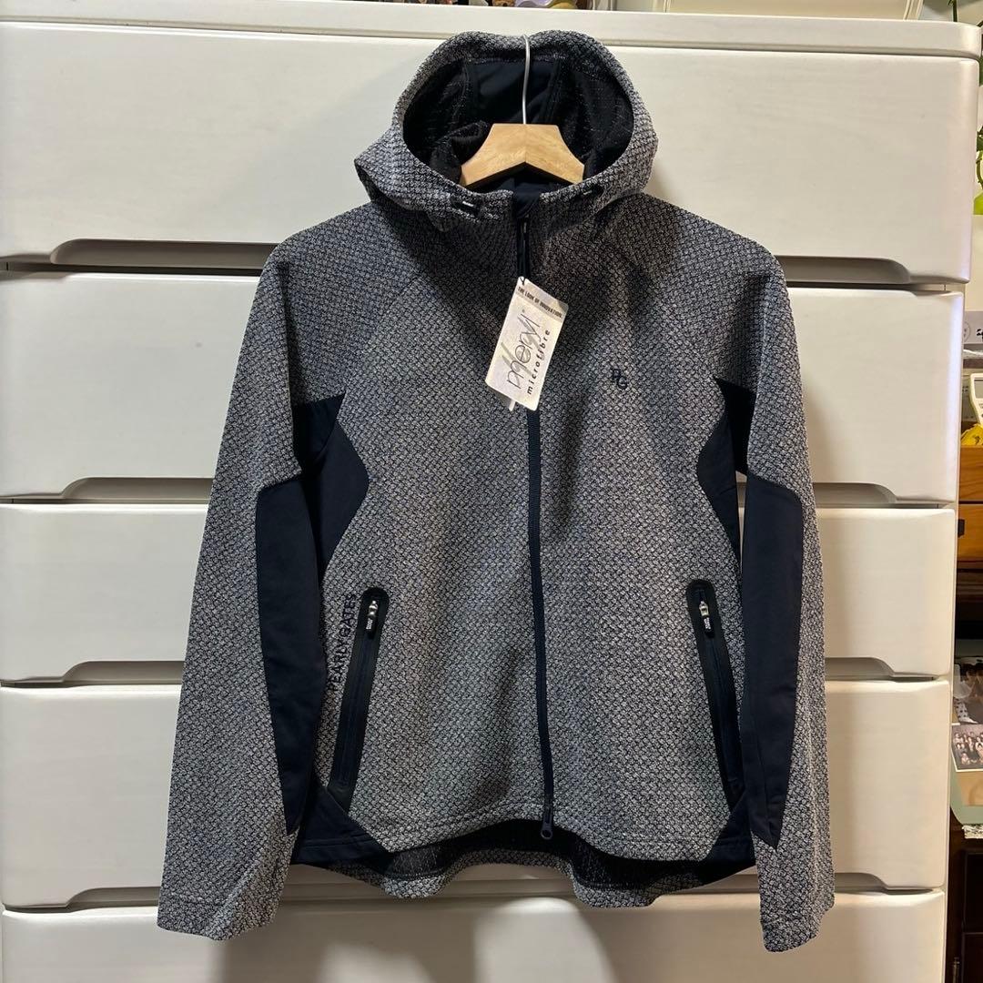 パーリーゲイツダイヤニットジャガードグレー×濃紺色ジャケットサイズ1