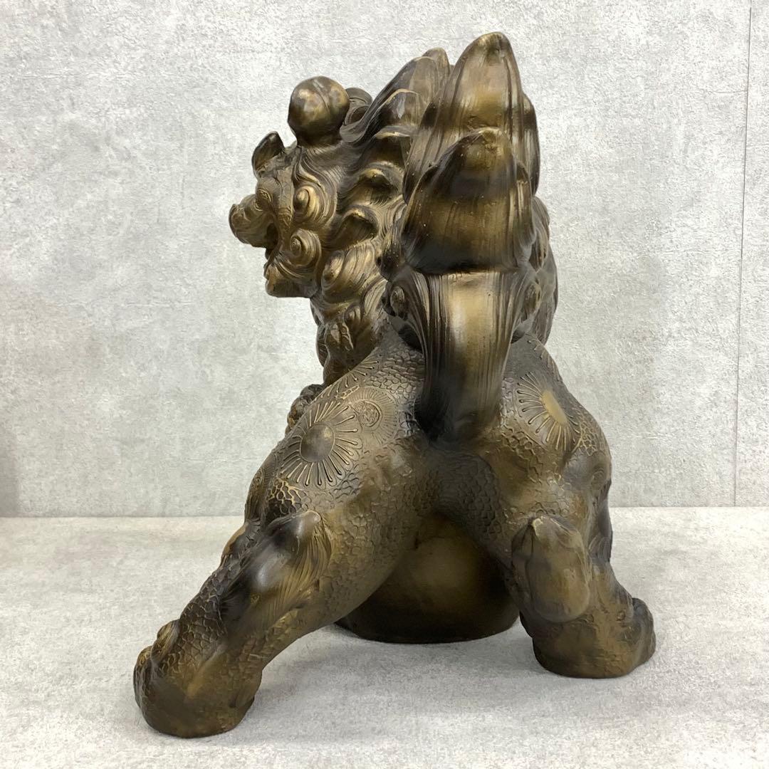 玉乗り 獅子 高さ38cm ゴールド 縁起物 招福 魔除け