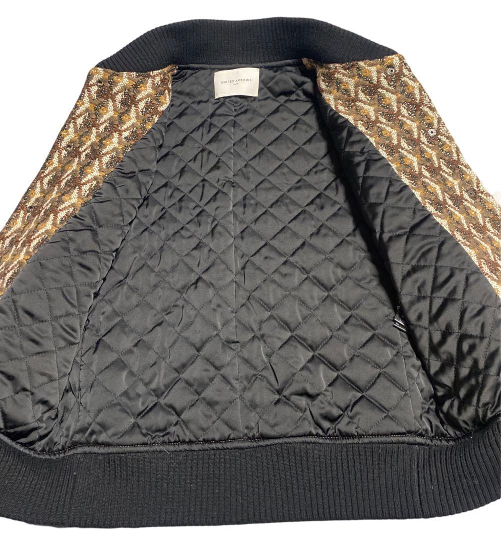 UNITED ARROWS レザー　羊革　ジャケット　ブルゾン　シルク　アルパカ