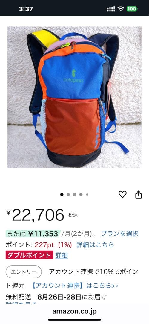 cotopaxi カラフルリュック20L