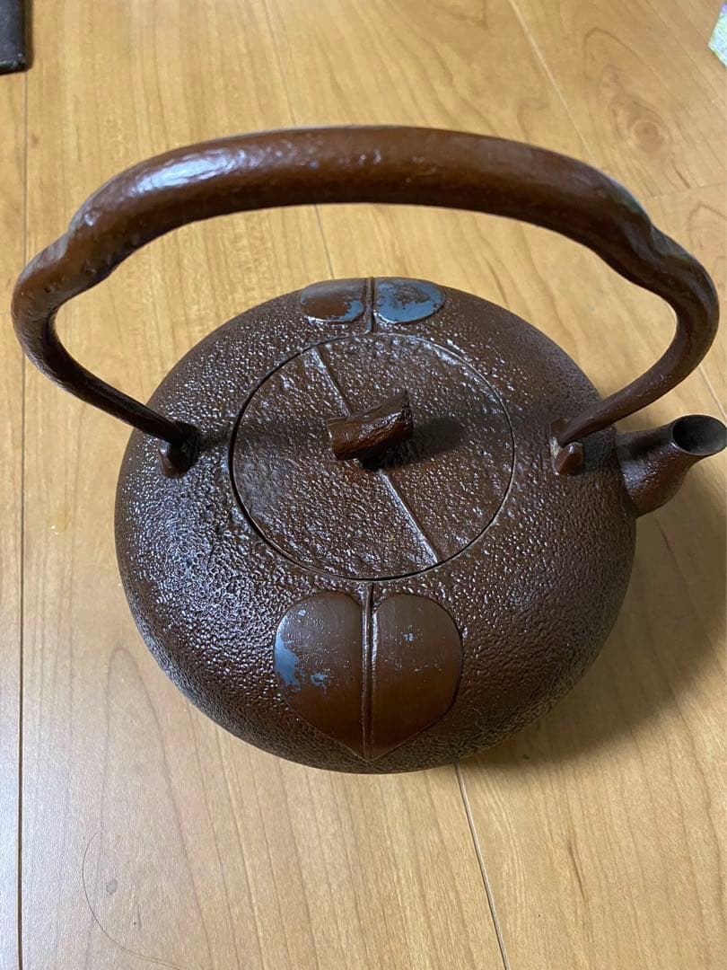 南部鉄器  鉄瓶  岩鋳赤茶壺　茶砂鉄柿葉絵 煎茶道具 急須 年代品