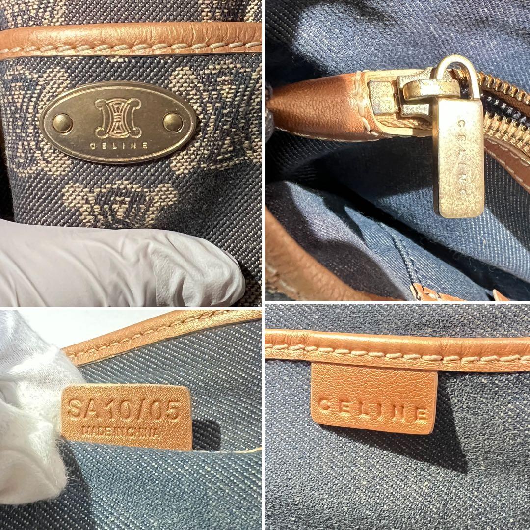 セリーヌ★CELINE★マカダム ブギーバッグ デニム トートバッグ メタリック