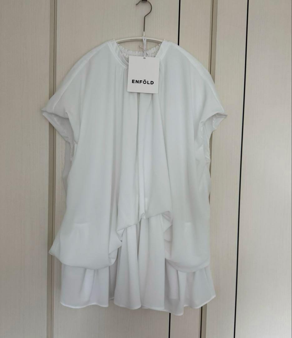 3.5万⭐️ENFOLD ウェーブシャーリングブラウス 美品　白