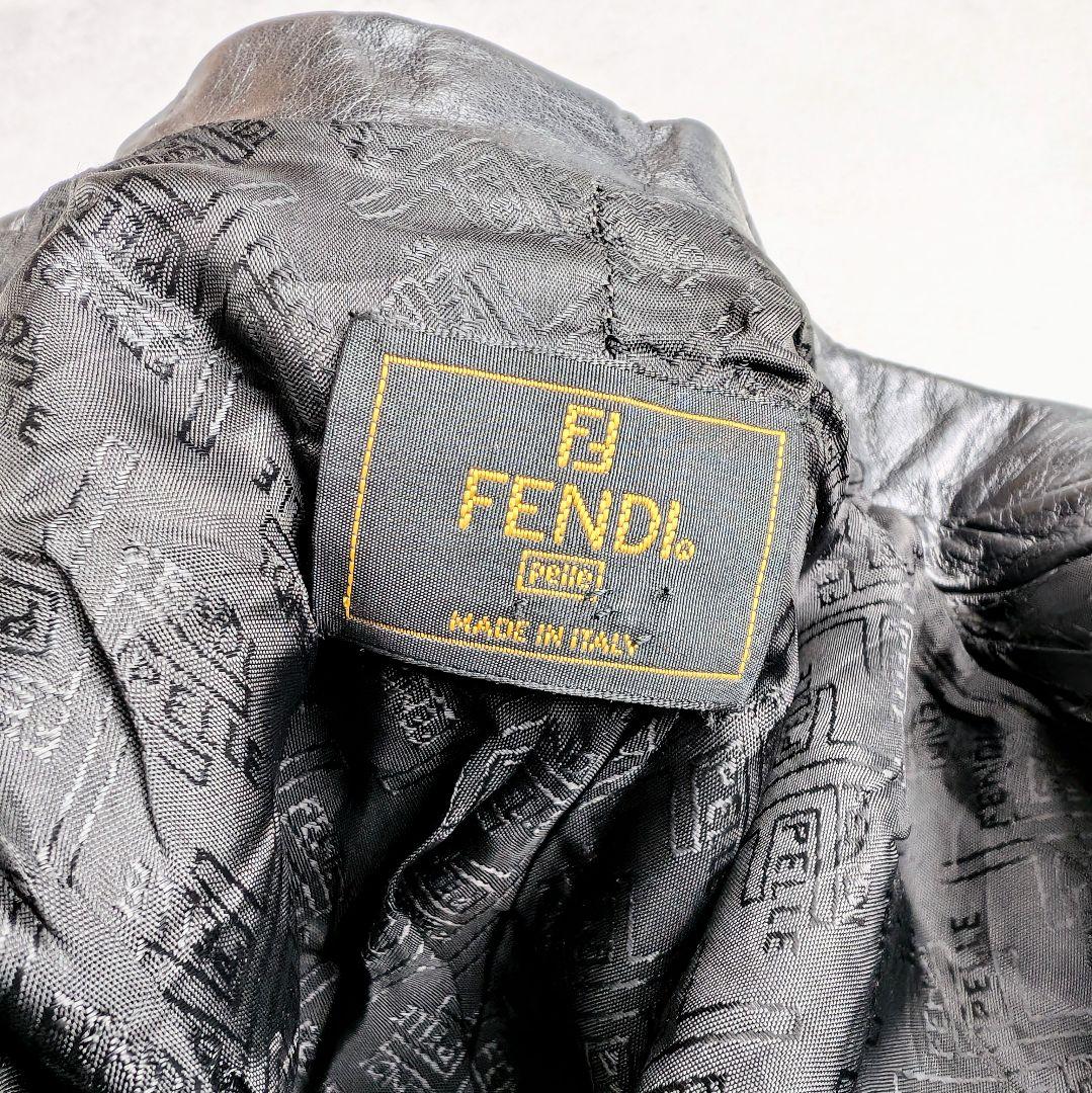 【訳あり】FENDI フェンディ レザーテーラードジャケット 本革 ブラック