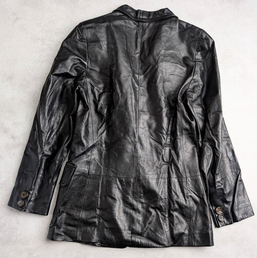 【訳あり】FENDI フェンディ レザーテーラードジャケット 本革 ブラック
