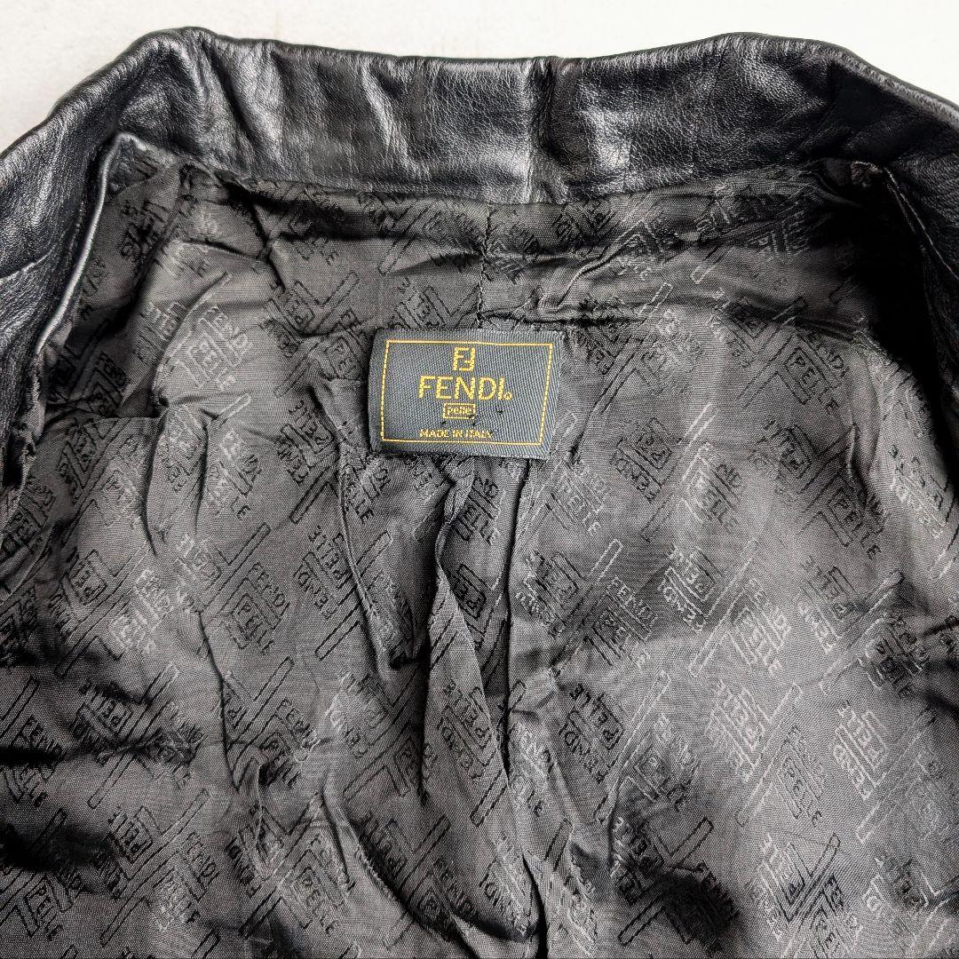 【訳あり】FENDI フェンディ レザーテーラードジャケット 本革 ブラック