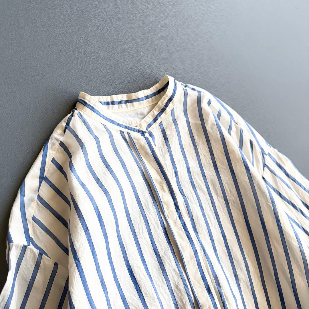 ジョンスメドレー　JOHN SMEDLEY　レーヨン　シルク　ストライプ　シャツ