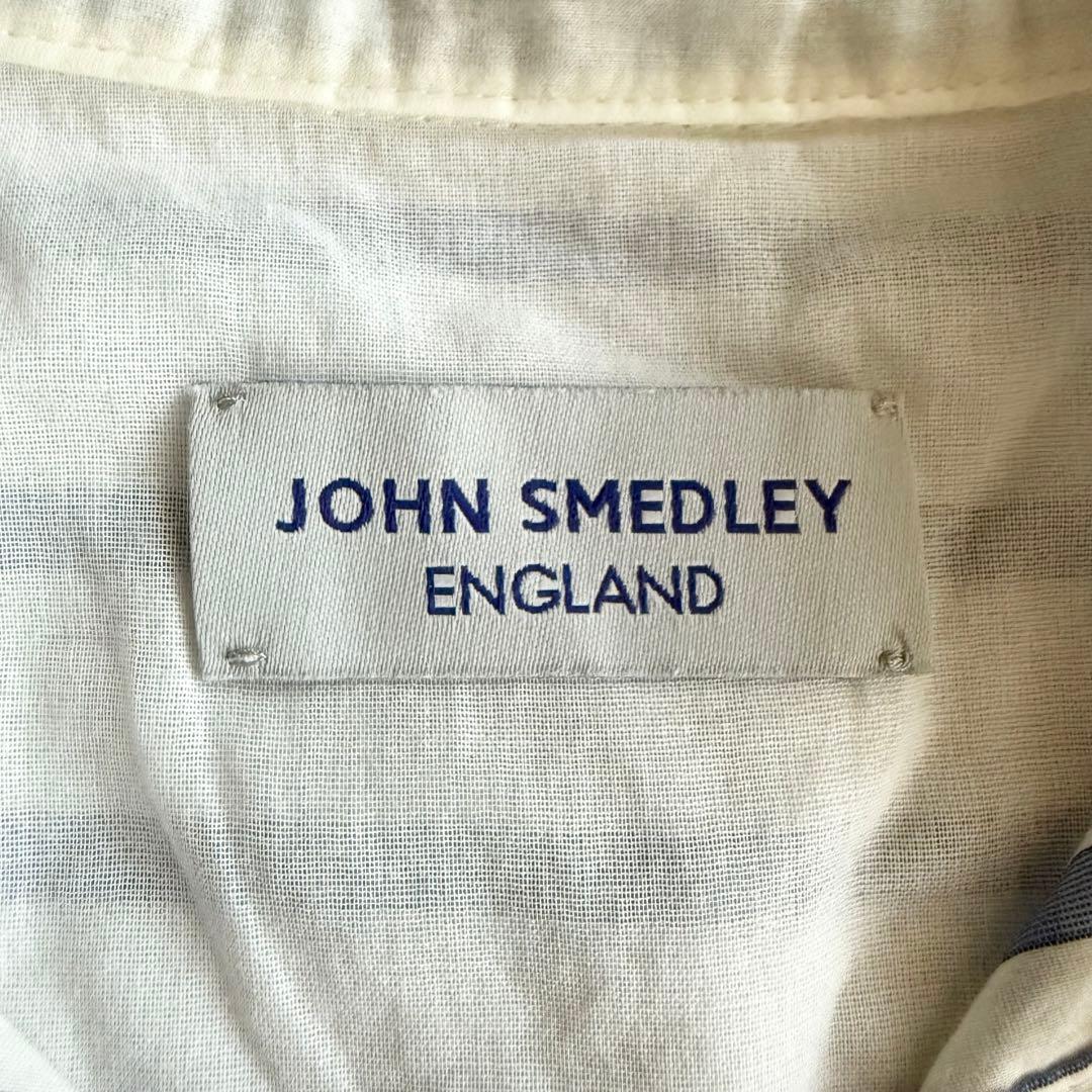 ジョンスメドレー　JOHN SMEDLEY　レーヨン　シルク　ストライプ　シャツ