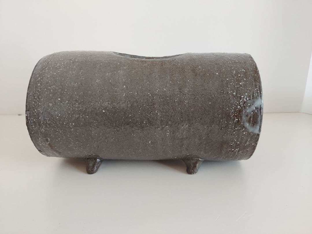 萩焼　円筒形花器　国輔窯　 木箱付き