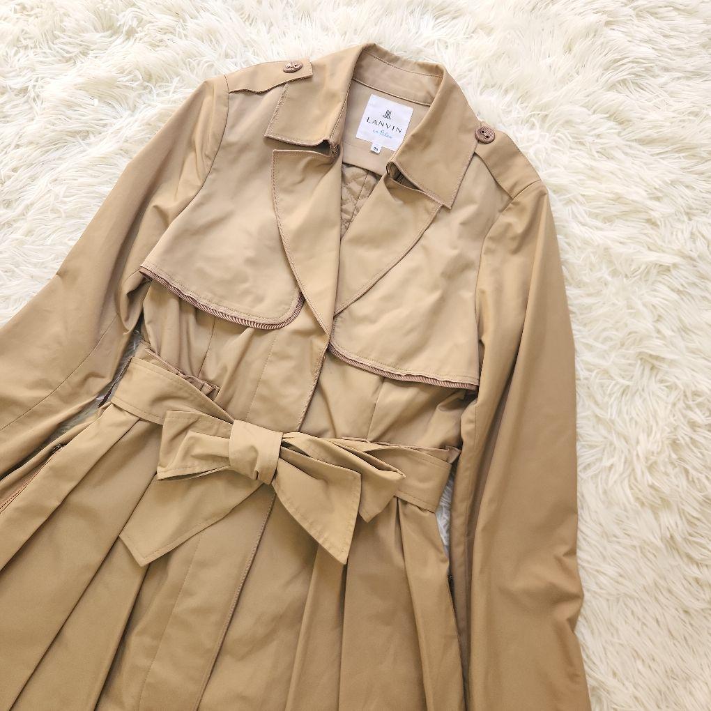 ランバンオンブルー　トレンチコート　ライナー付き　プリーツ　S　ベージュ