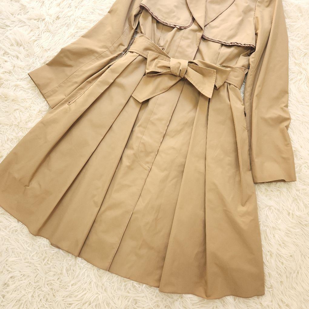 ランバンオンブルー　トレンチコート　ライナー付き　プリーツ　S　ベージュ