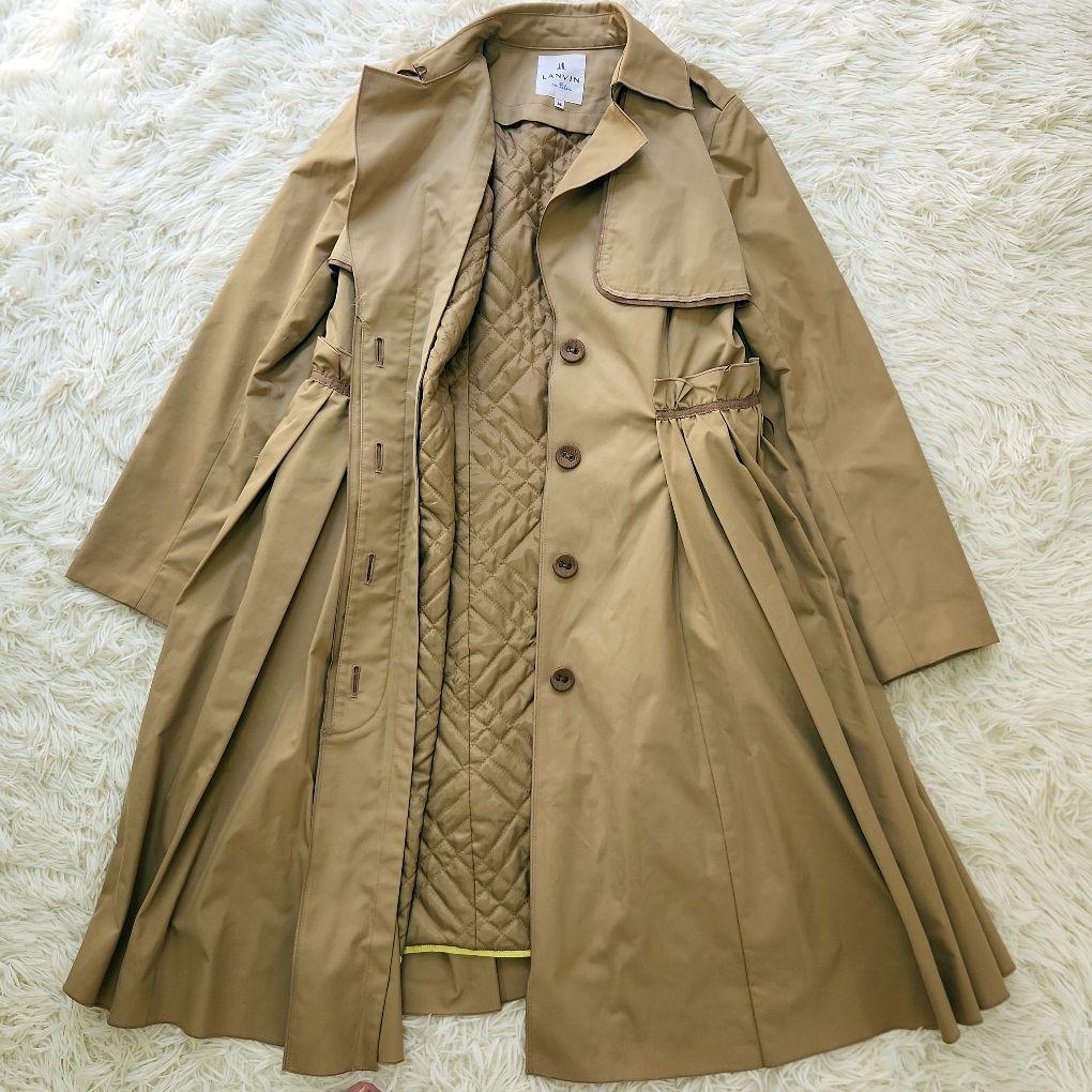 ランバンオンブルー　トレンチコート　ライナー付き　プリーツ　S　ベージュ