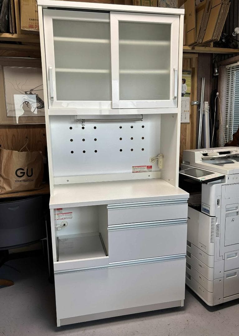 国産 ユーアイ製 キッチンボード、食器棚 幅89cm Used/キレイ