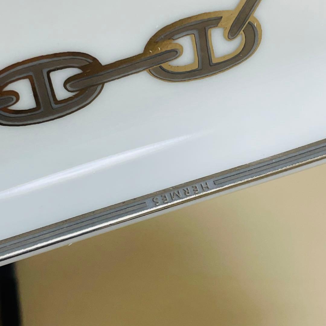 HERMES エルメス シェーヌダンクル プラチナ スクエア プレート トレー