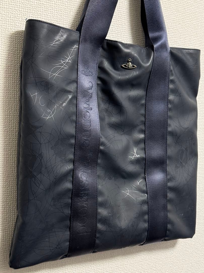 【Vivienne Westwood】PVC レザー トートバッグ ネイビー