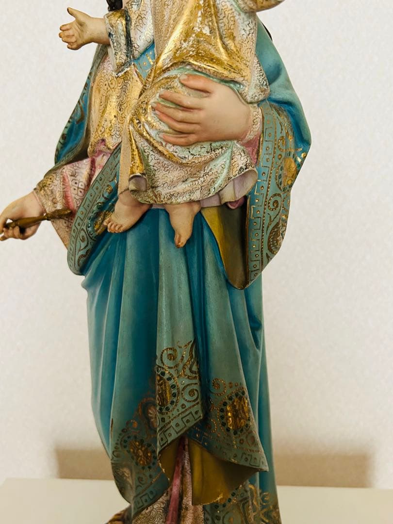 【超超希少】✞イエズス様を抱く聖母マリア像　宗教彫刻　アンティーク