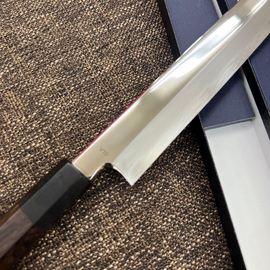 ★新品送料込★V10ステンレス鏡面仕上げ刺身包丁300mm黒檀柄