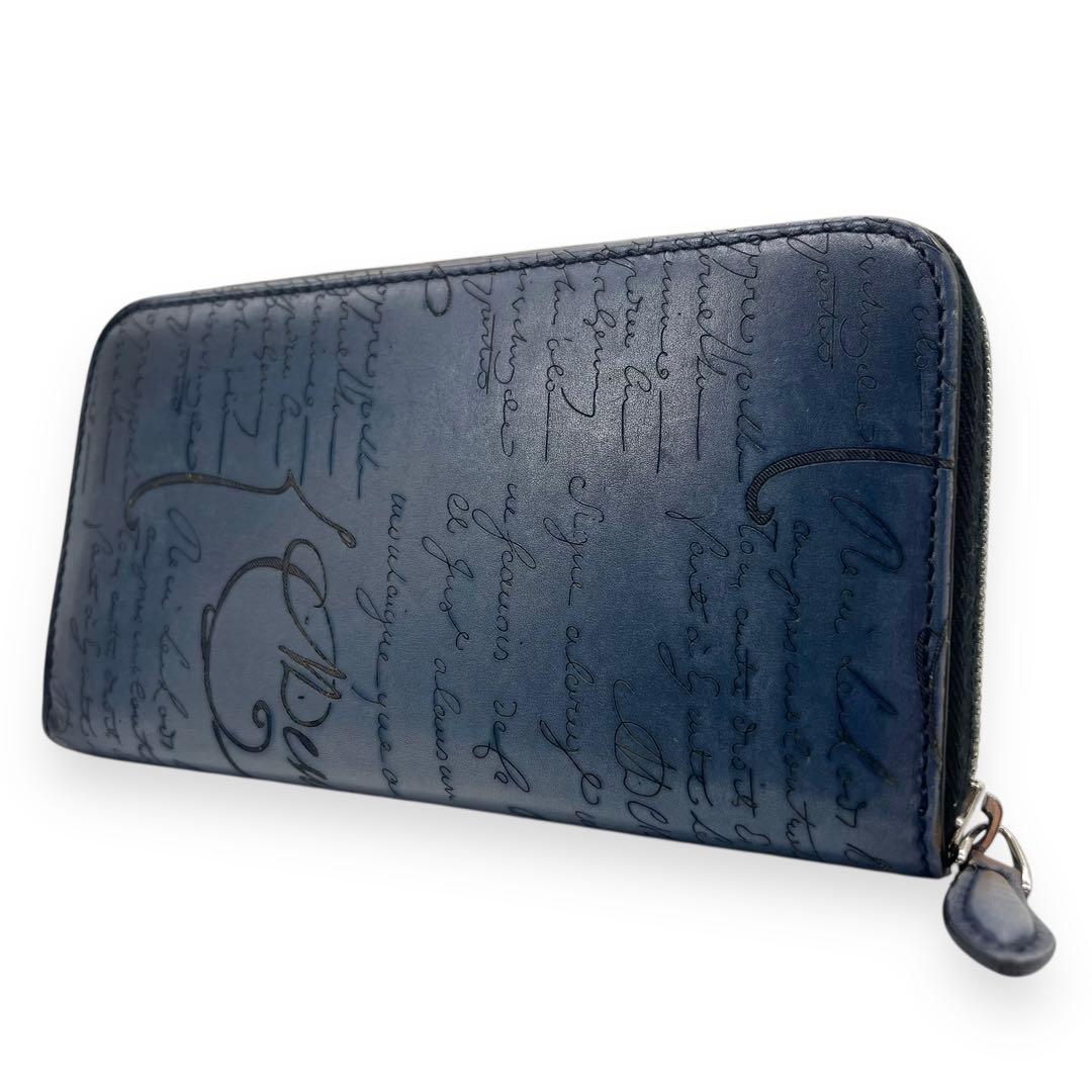 美品■ベルルッティ　カリグラフィー　ラウンドジップ　ロングウォレット　ネイビー