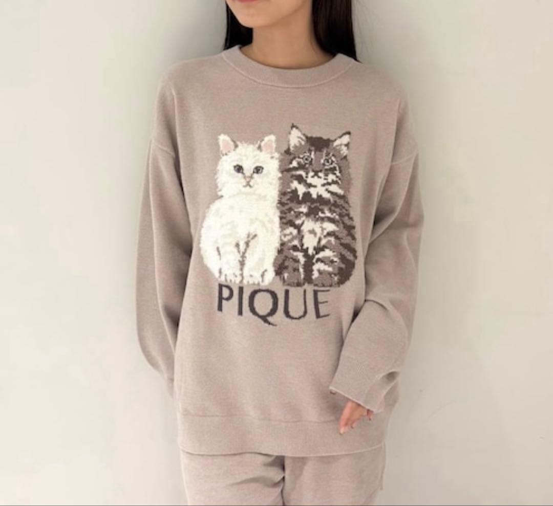 新品♡ジェラートピケ♡ツインキャットジャガードプルオーバー&ショートパンツセット