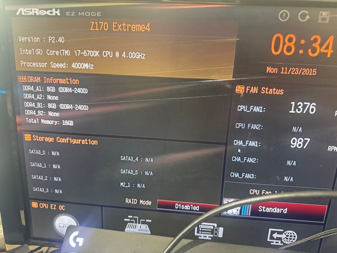 i7 6700k+ASRock Z170 EXTREME DDR4メモリーセット