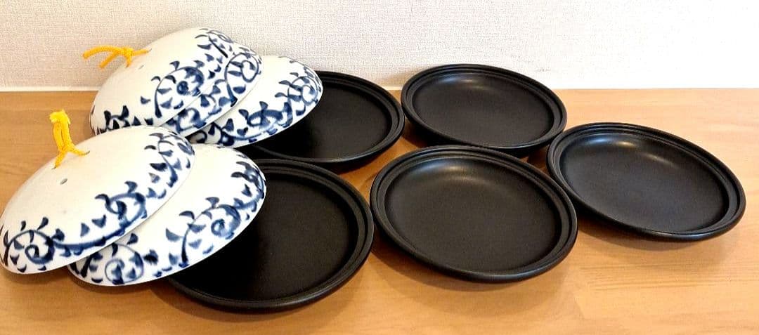 超美品✨染付けタコ唐草陶板焼き5客セット