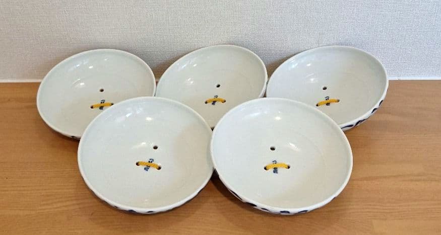 超美品✨染付けタコ唐草陶板焼き5客セット