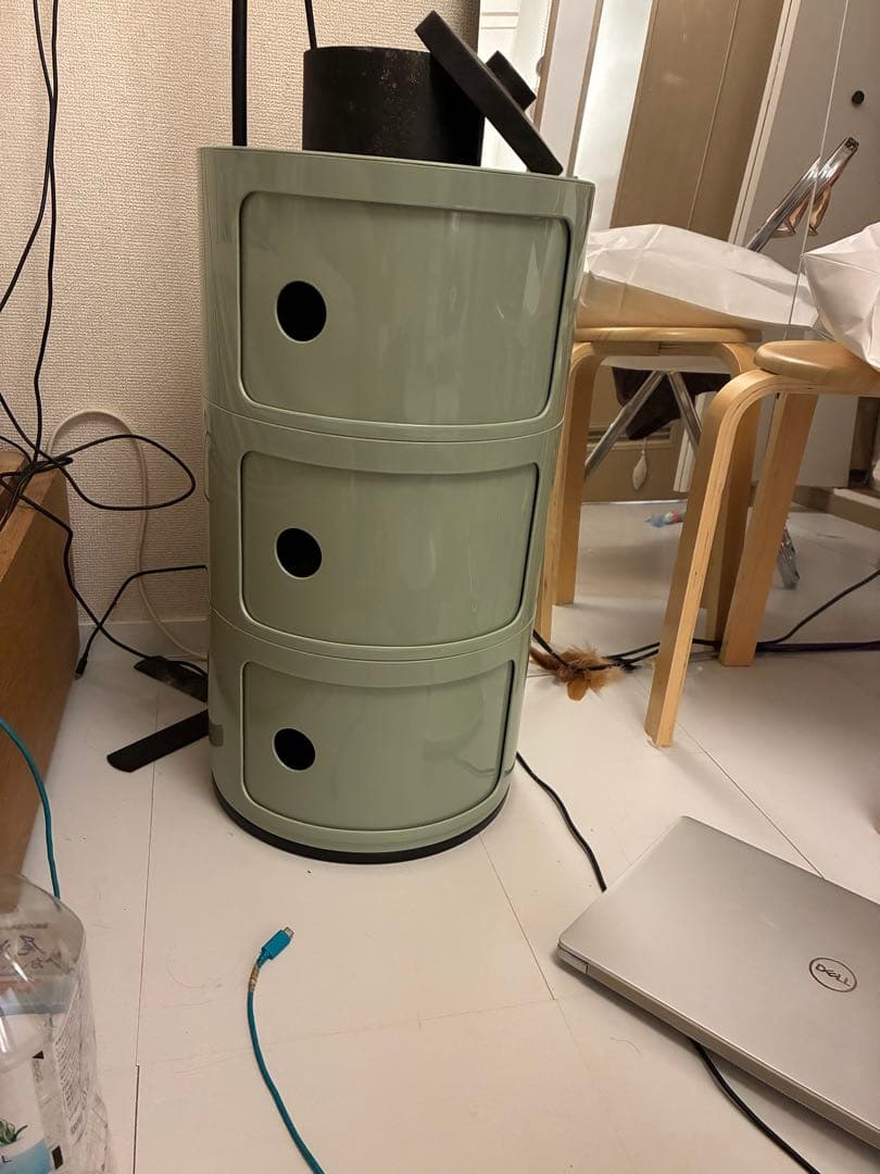 コンポニビリオフ 抹茶 円柱型 3段収納ボックス