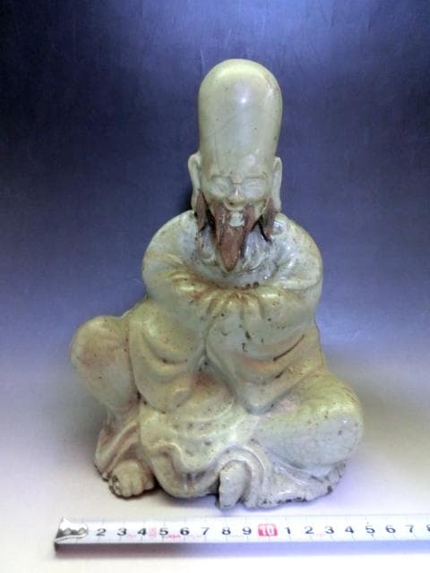 置物■寿老人 青磁 時代物 オブジェ 古玩 唐物 中国 古美術 時代物 骨董品■