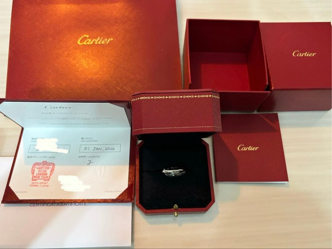 【2026年1月新品購入】カルティエセラミック/K18WGリングトリニティ55号