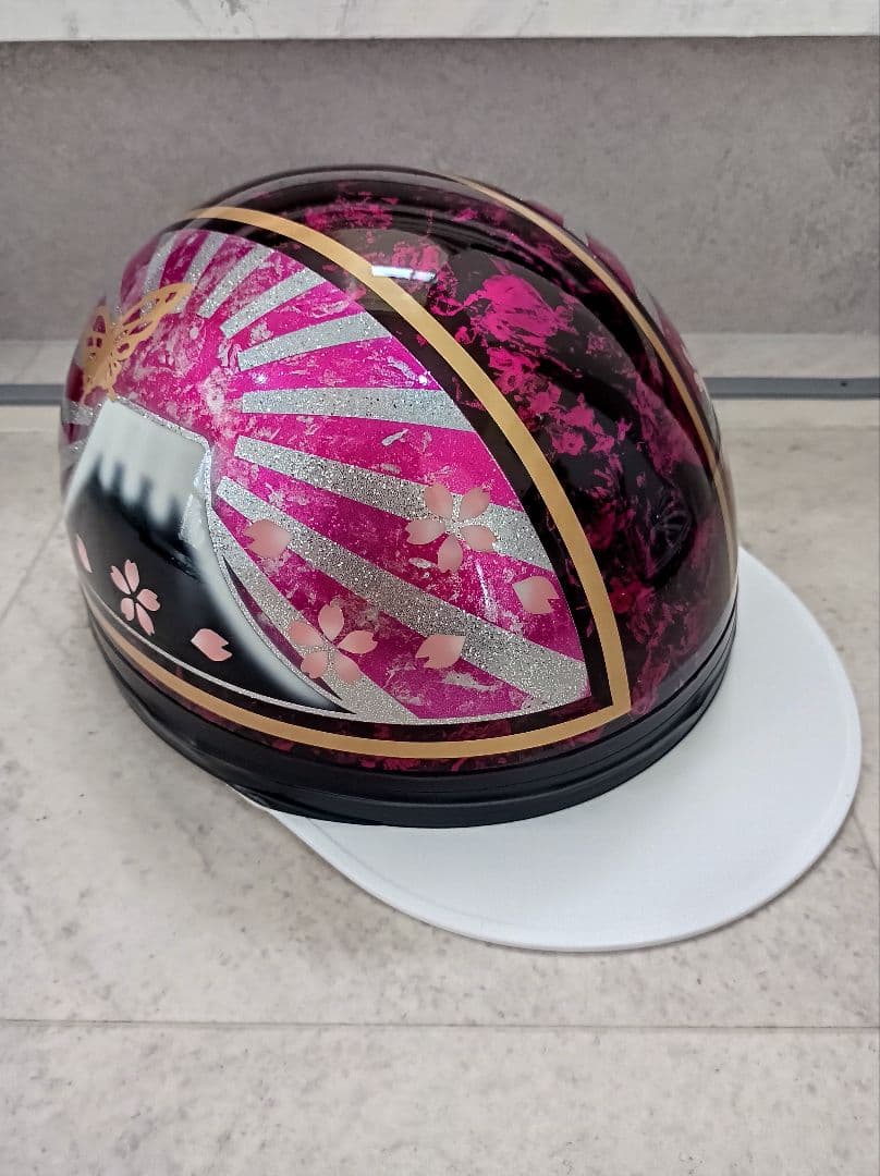 カスタムコルク半　Candyピンクラップ✘蝶塗装　シルバーラメ　桜花