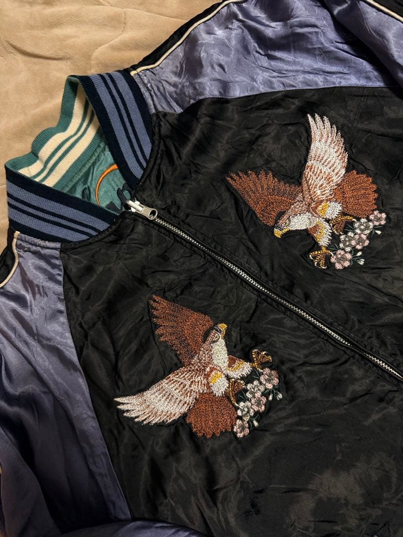 ２面用 絡繰魂 鷲 日本限定 スカジャン vintage unisex レーヨン