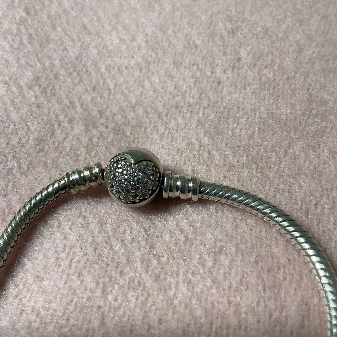 のり　PANDORA シルバー ブルー ビーズ ブレスレット　16センチ