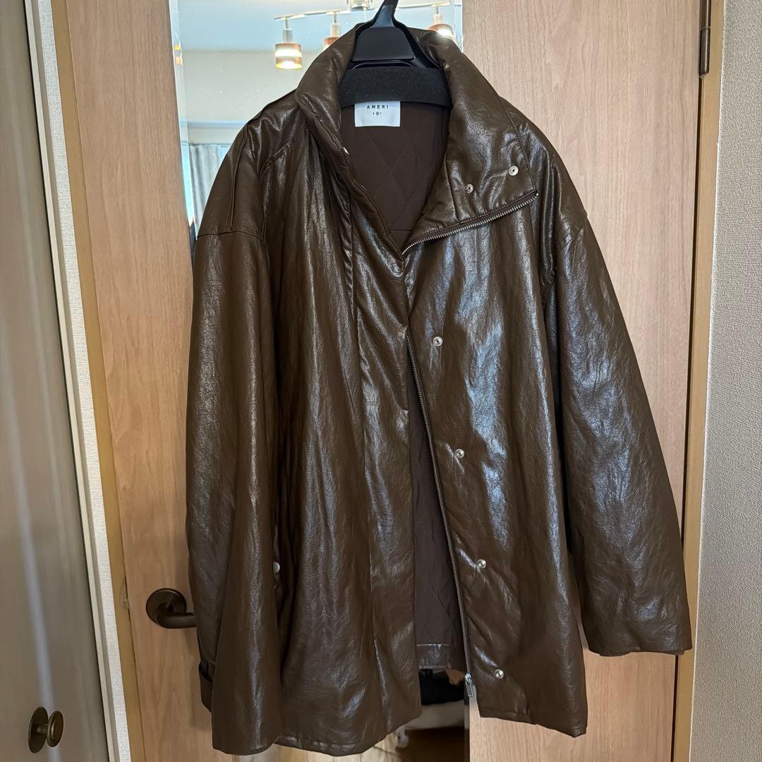 ジャケット・アウター AMERI PASTINGLIKE SYNTHETICLEATHERJACKET
