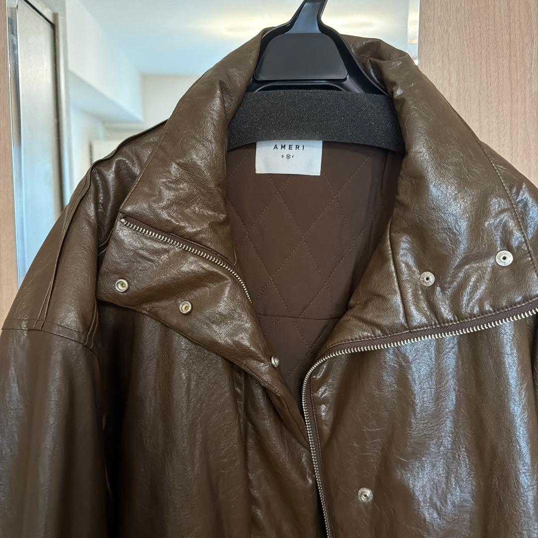 ジャケット・アウター AMERI PASTINGLIKE SYNTHETICLEATHERJACKET