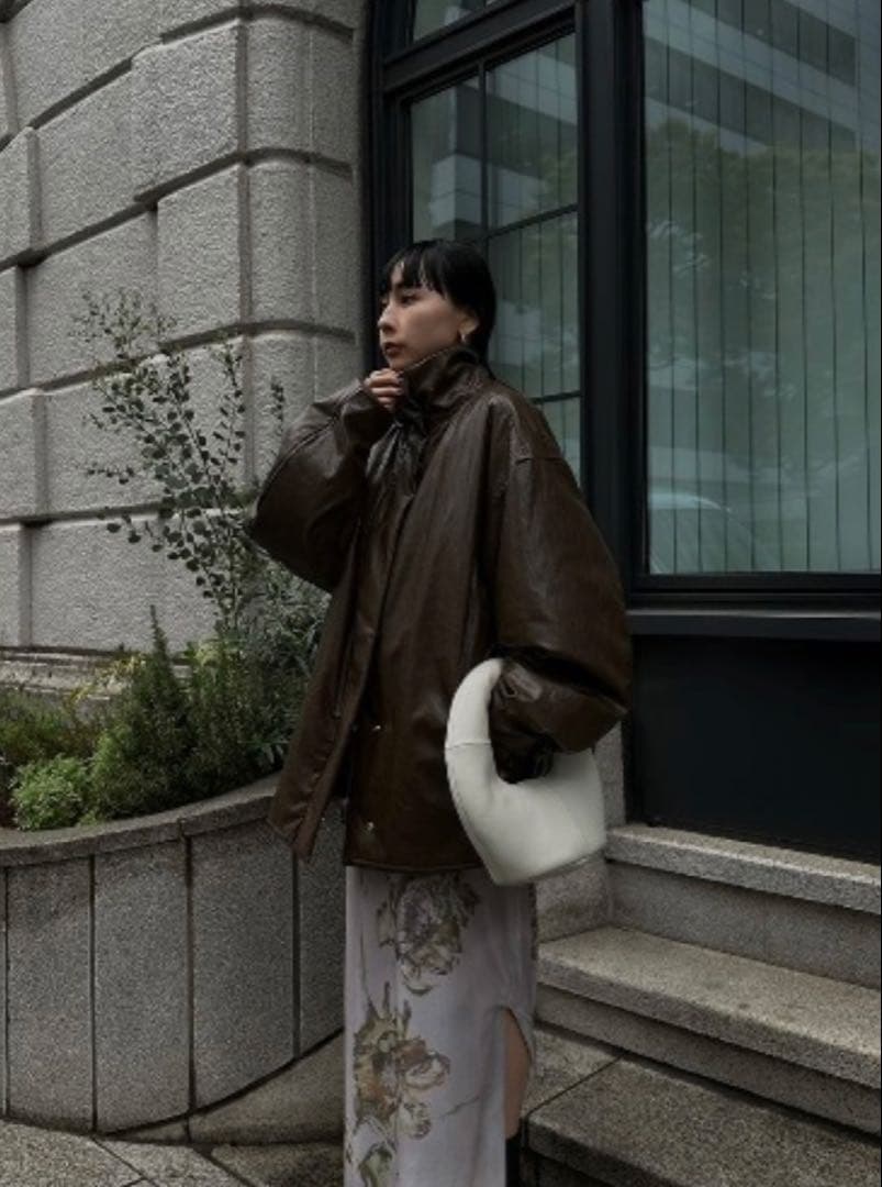 ジャケット・アウター AMERI PASTINGLIKE SYNTHETICLEATHERJACKET
