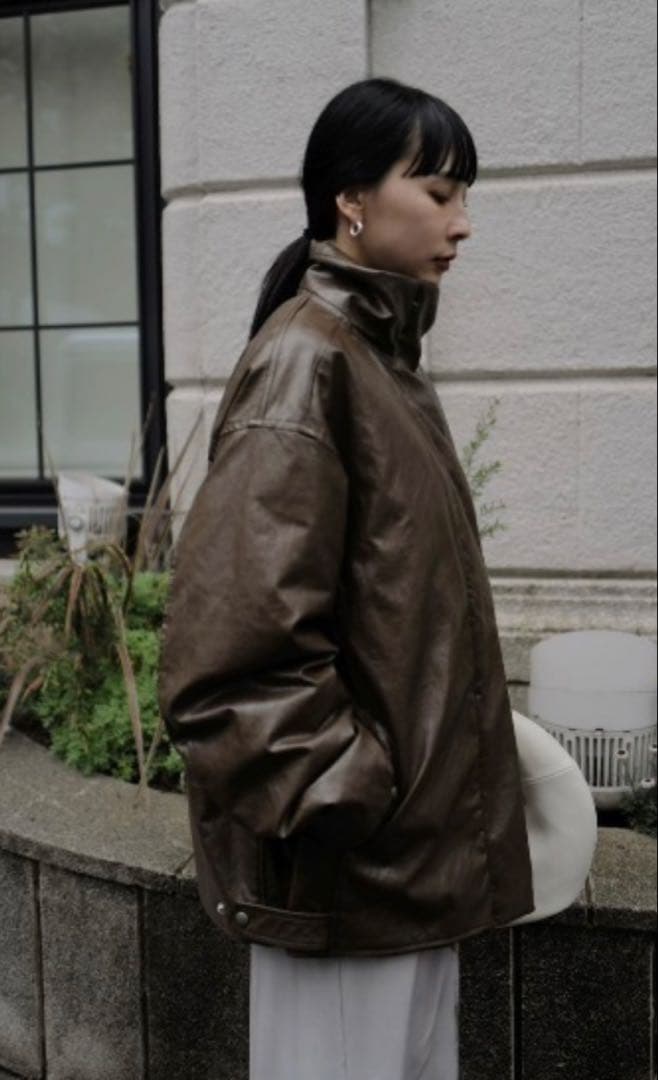 ジャケット・アウター AMERI PASTINGLIKE SYNTHETICLEATHERJACKET