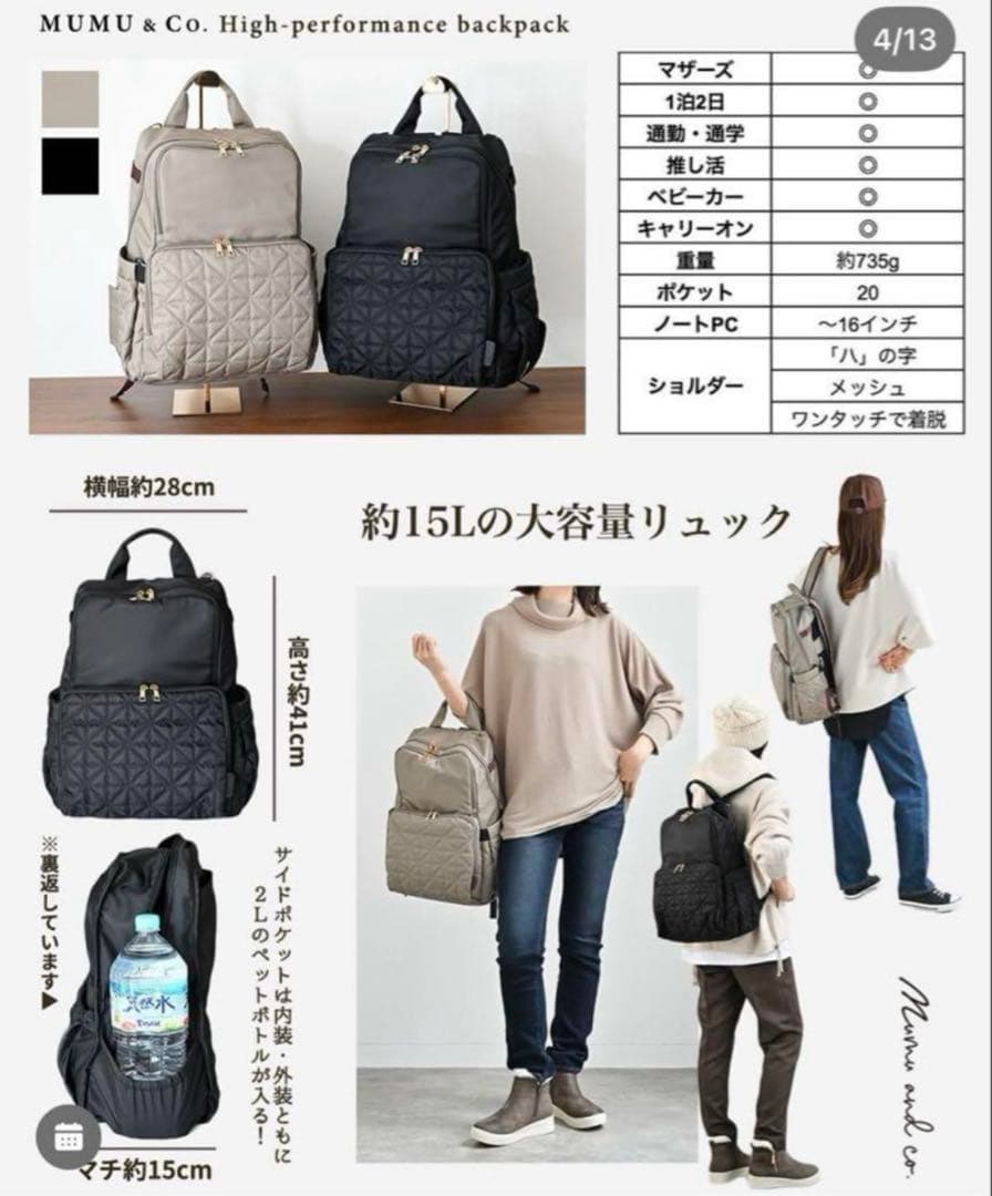 【新品未使用】MUMU&Co. 多機能リュック　マザーズリュック　バックパック