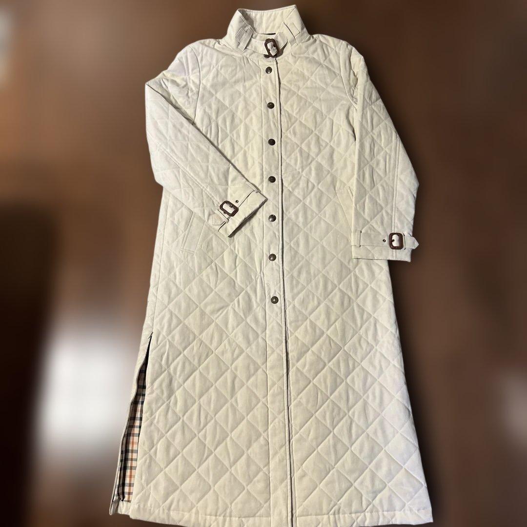 ★美品★DAKS★キルティングロングコート★アイボリー★11★ダックス★チェック