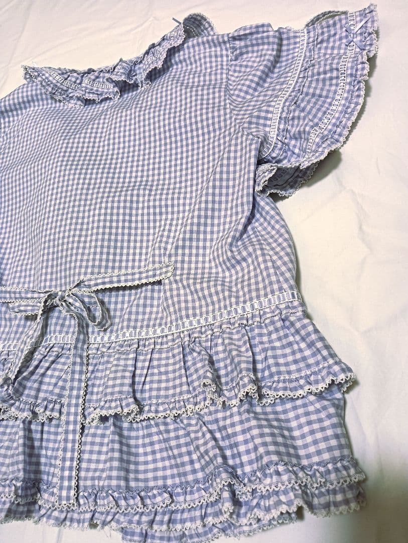 【タグ付き未使用】ピンクハウス パープル ギンガムチェック 半袖ブラウス